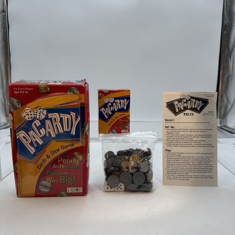 Unplayed Vintage 2005 Pacardy Cards & Dice Game - Complete